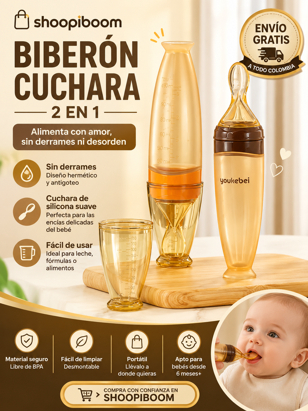 Biberón Cuchara Dosificador para Bebés 2 en 1