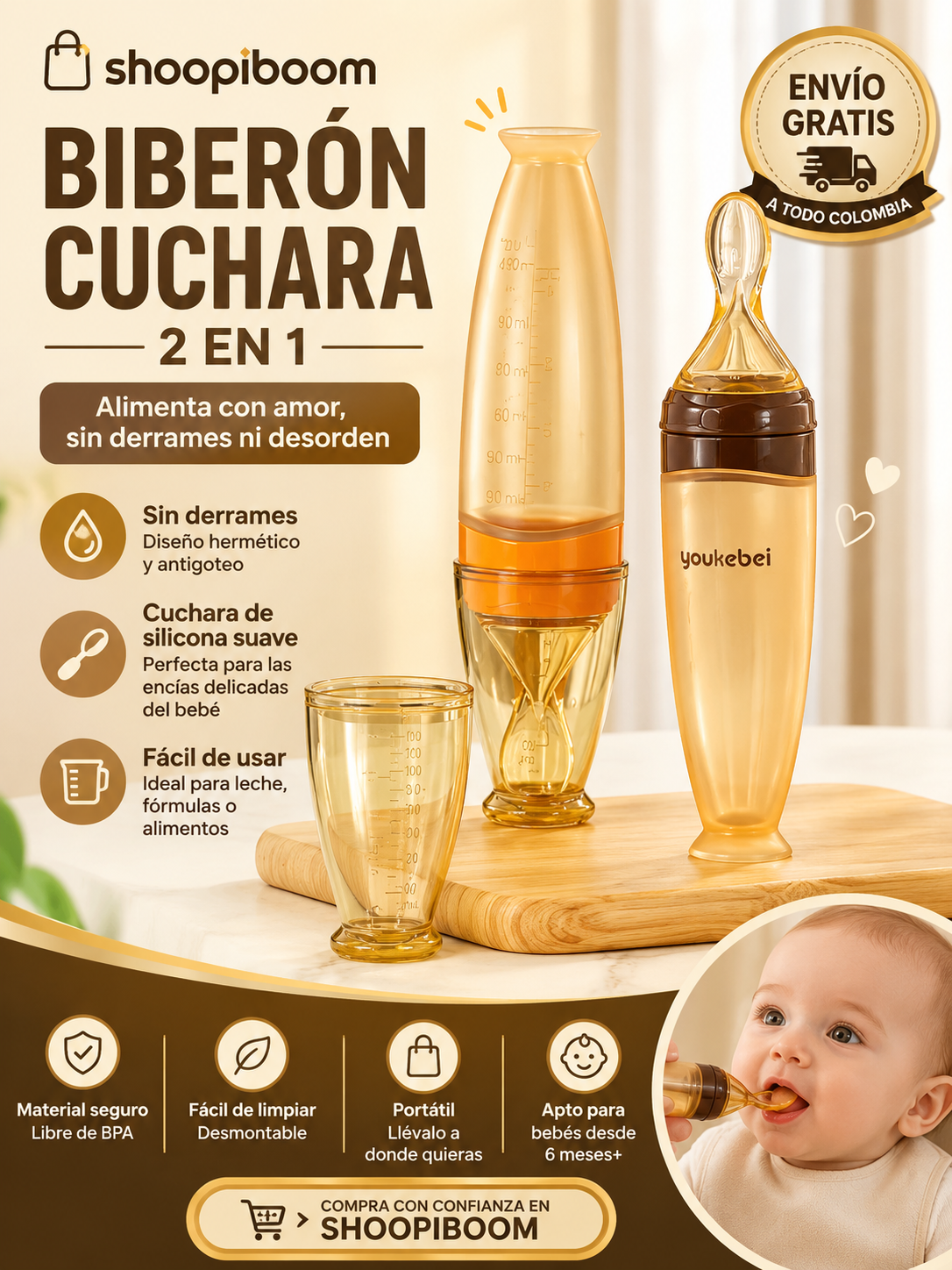 Biberón Cuchara Dosificador para Bebés 2 en 1
